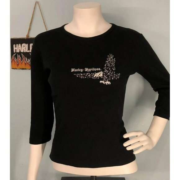 Harley-Davidson Casual Shirt Medium Women, With Rhinestones - Picture 4 of 5